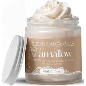 Amallow 100% Grass Fed Beef Whipped Tallow Cream 4 fl oz- Vanilla Latte- New